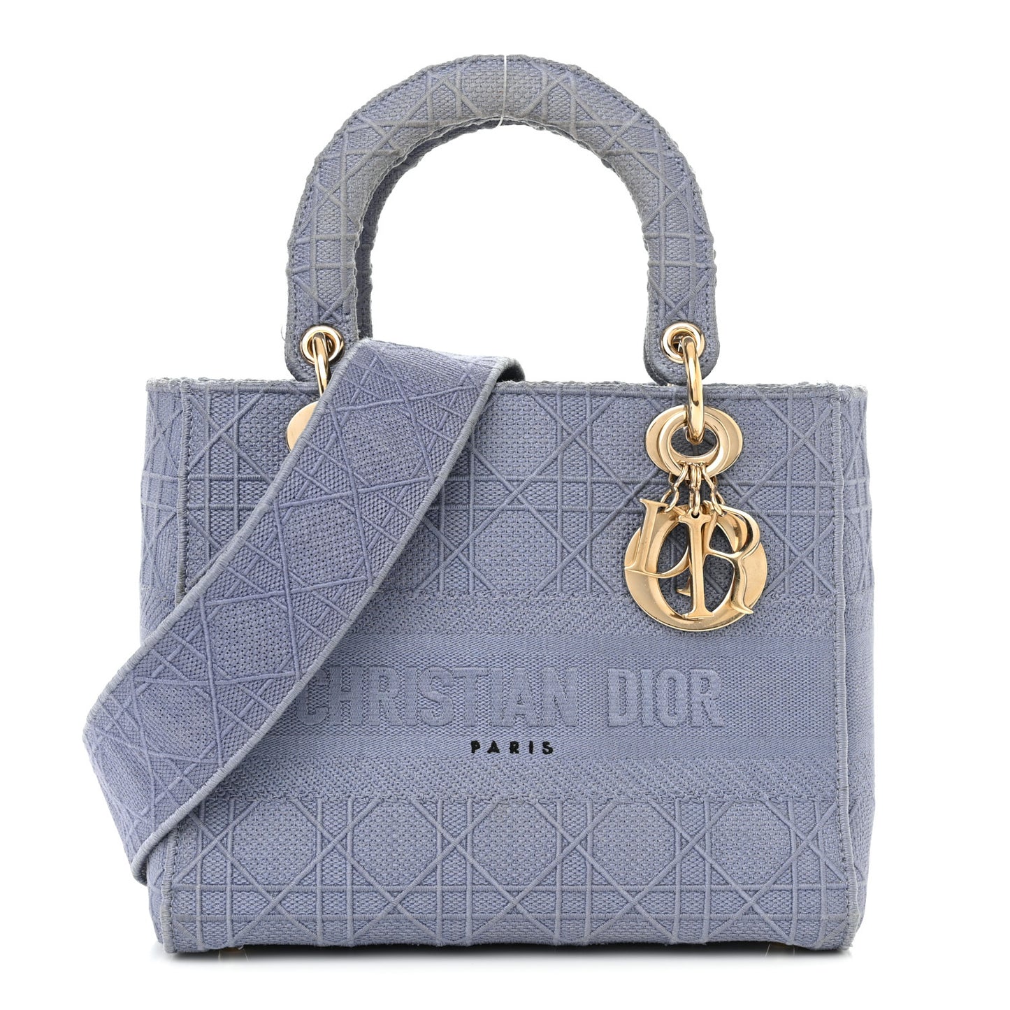 Canvas Embroidered Cannage Medium Lady D-Lite Blue
