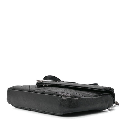 Saint Laurent Sheepskin Matelasse Chevron Monogram College Chain Wallet Black 9 of 11