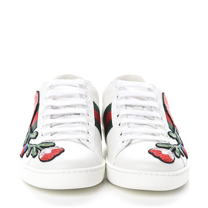 Gucci Calfskin Web Floral Embroidered Ace Sneakers 35 White 2 of 7