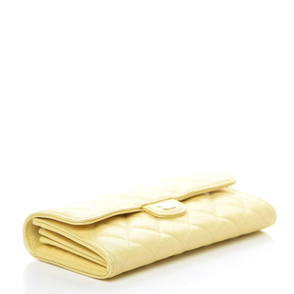 Chanel Iridescent Caviar Quilted Long Gusset Flap Wallet Yellow 4 of 9