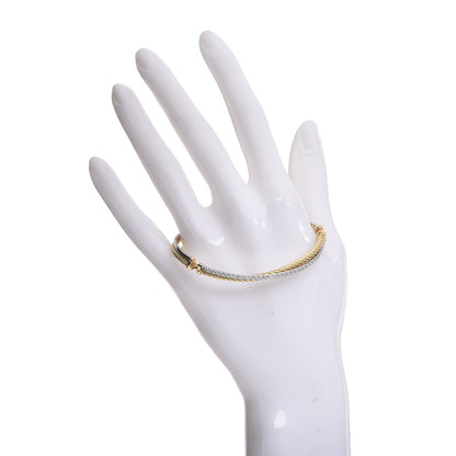 David Yurman 18K White Yellow Gold Diamond Crossover Bracelet 2 of 12