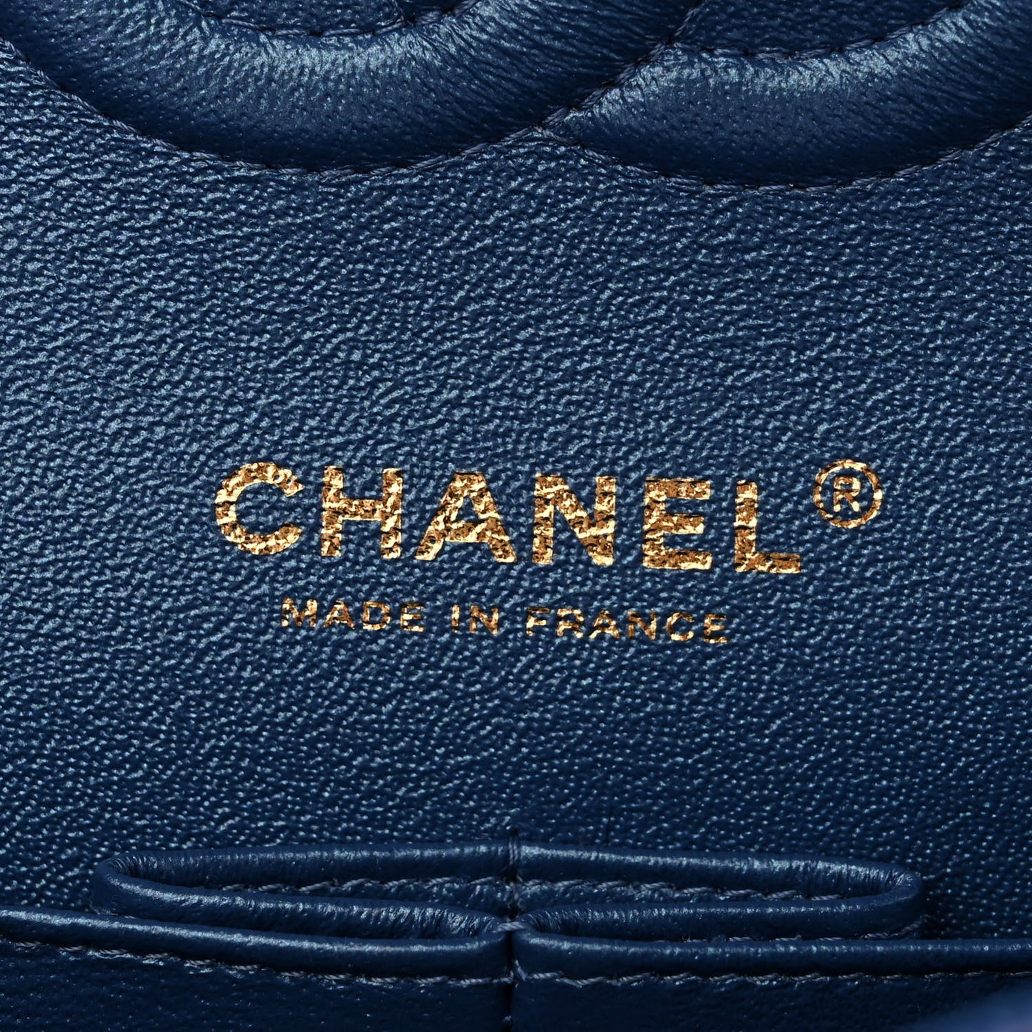 Iridescent Caviar Quilted Medium Double Flap Dark Blue