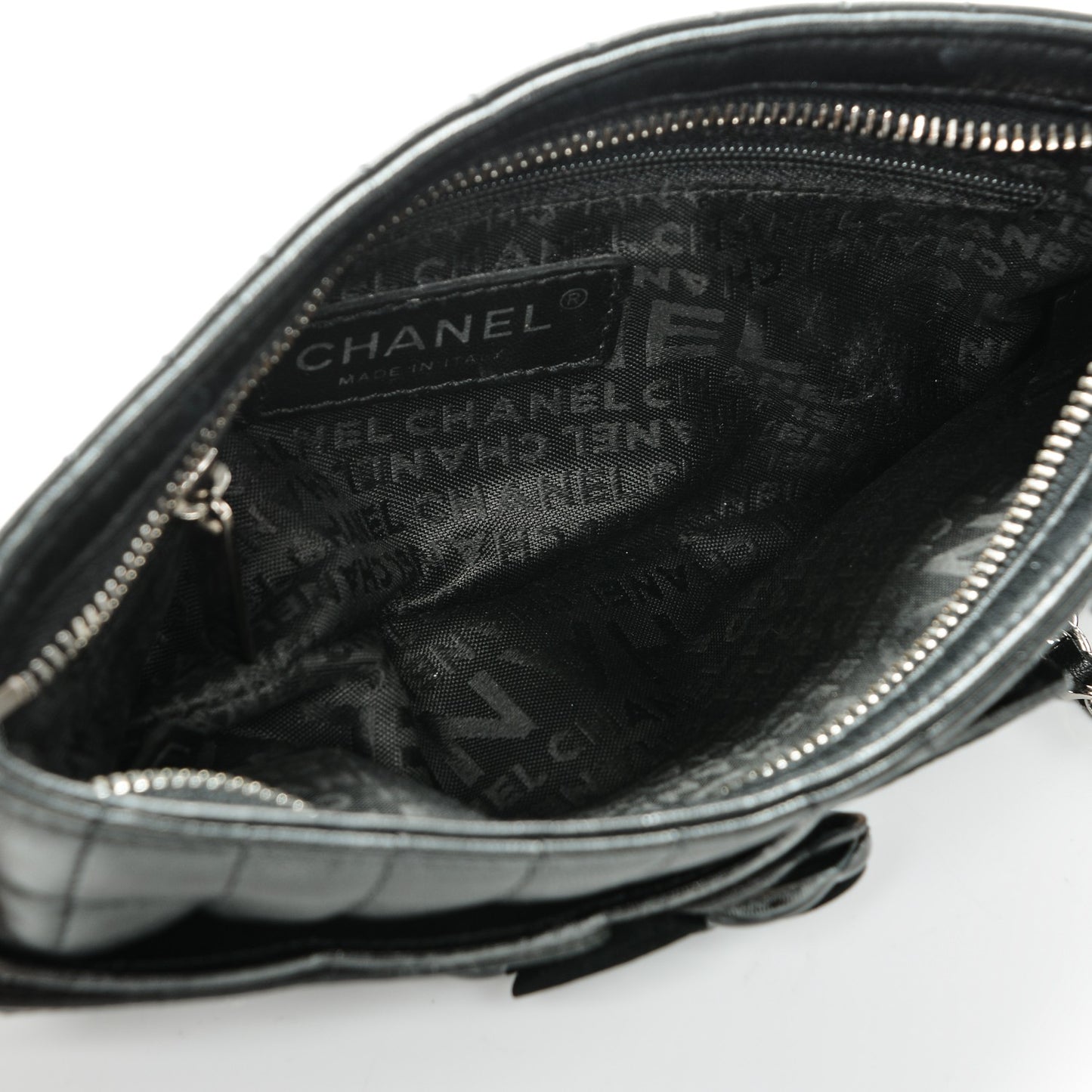 Lambskin Camellia N°5 Clutch Bag Black