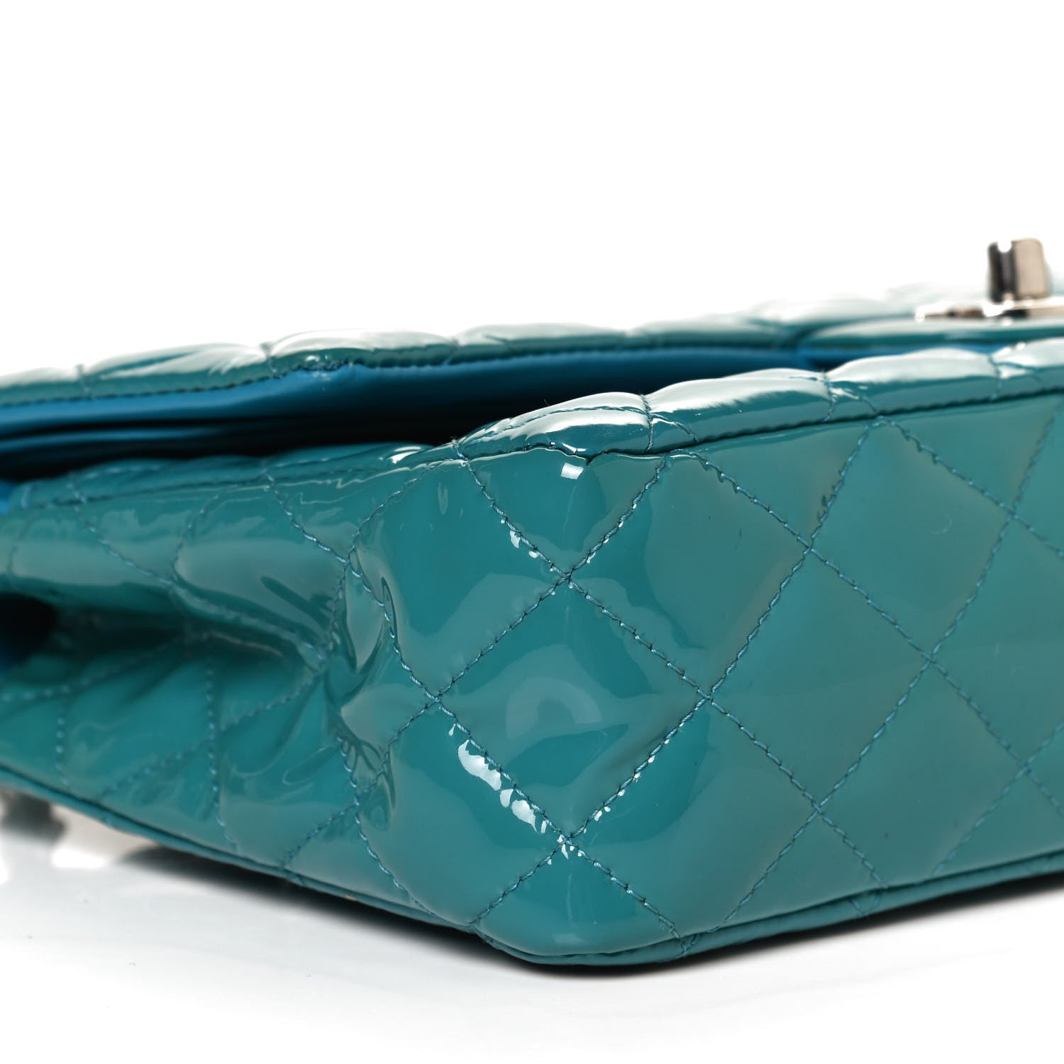 Chanel Patent Quilted Medium Double Flap Turquoise 9 of 12