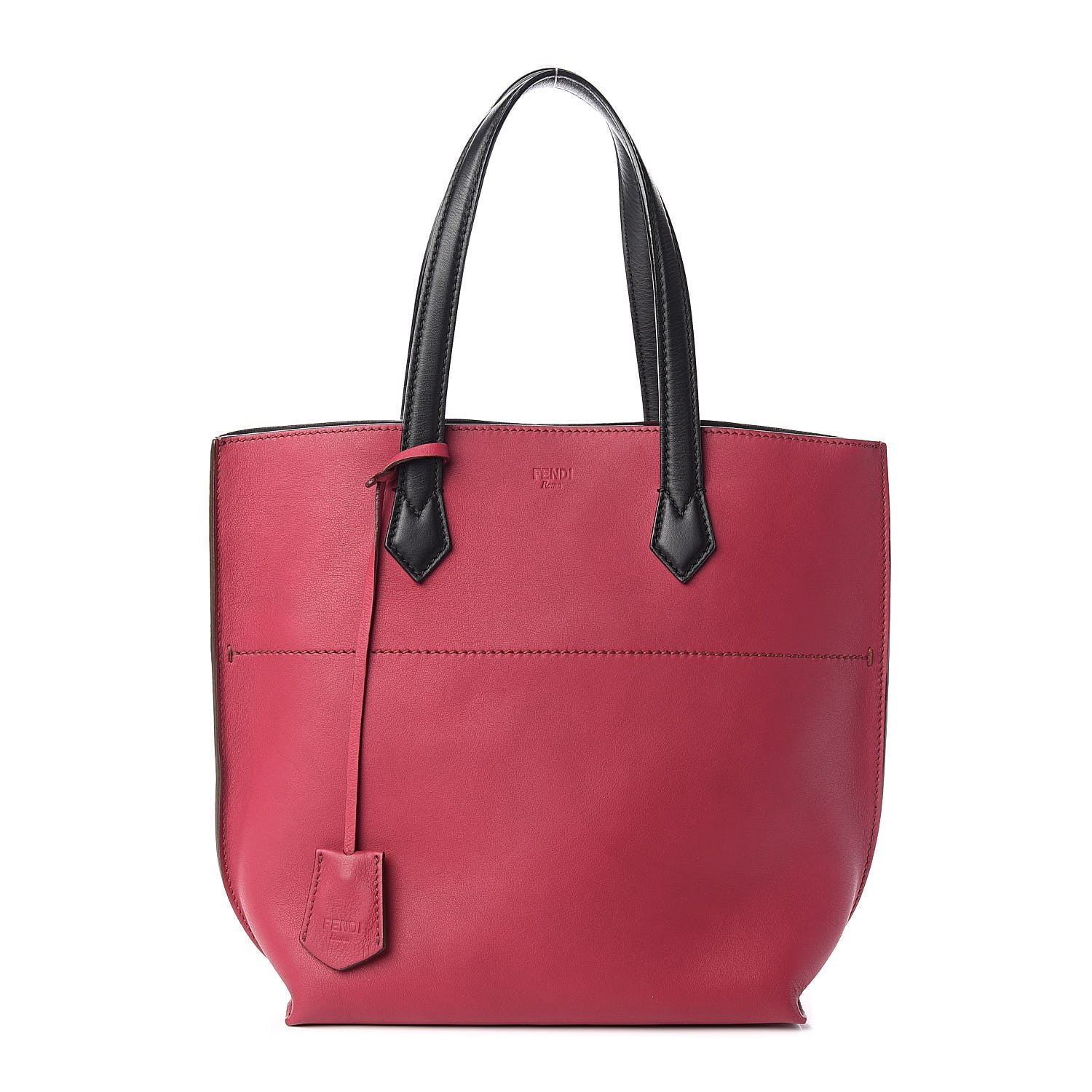 Fendi Vitello Small Shopper Tote Amarena Black Asfalto 1 of 9