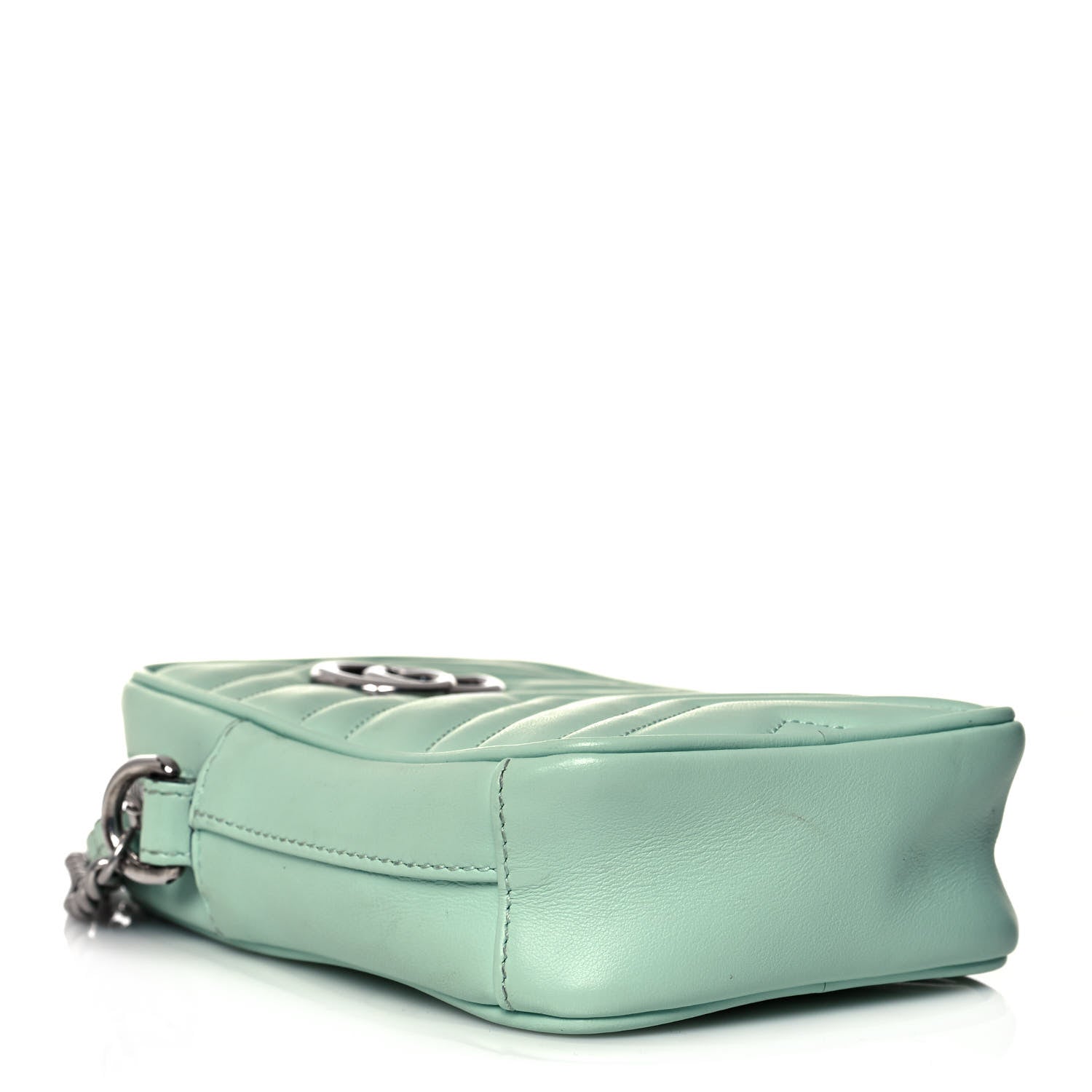 Gucci Calfskin Matelasse Mini GG Marmont Crossbody Bag Water Green 4 of 15
