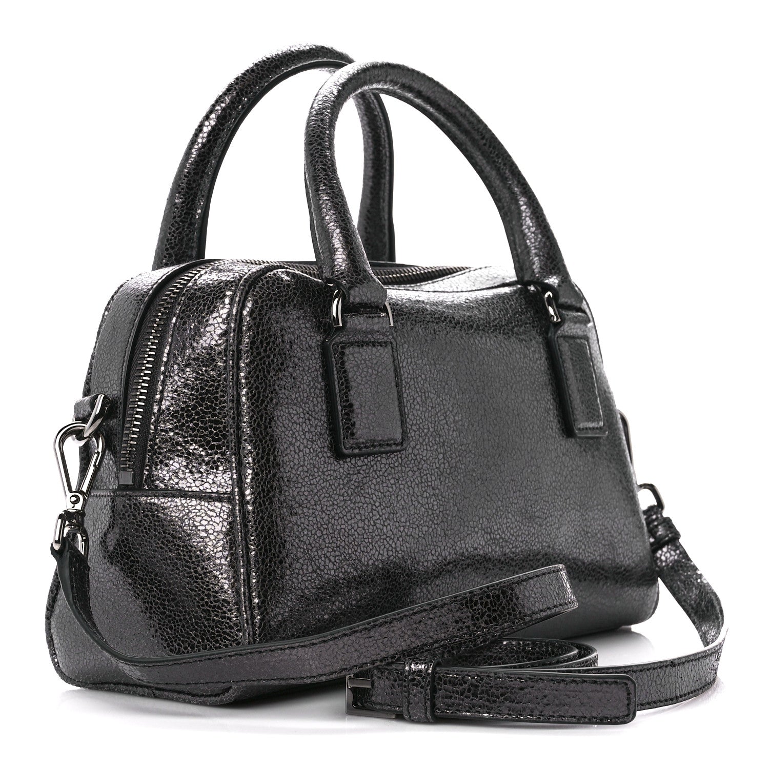 Versace Metallic Calfksin Virtus Small Bowling Bag Grey 3 of 11