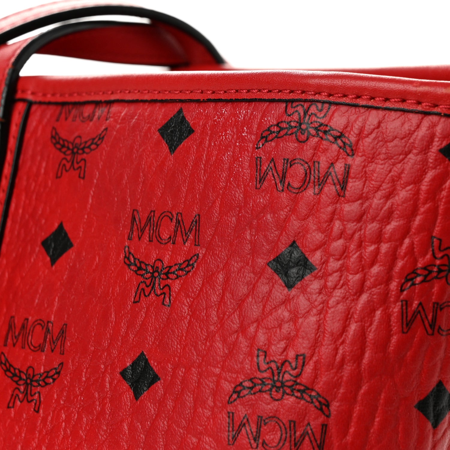 MCM Visetos Medium Anya Shopper Tote Ruby Red 13 of 17