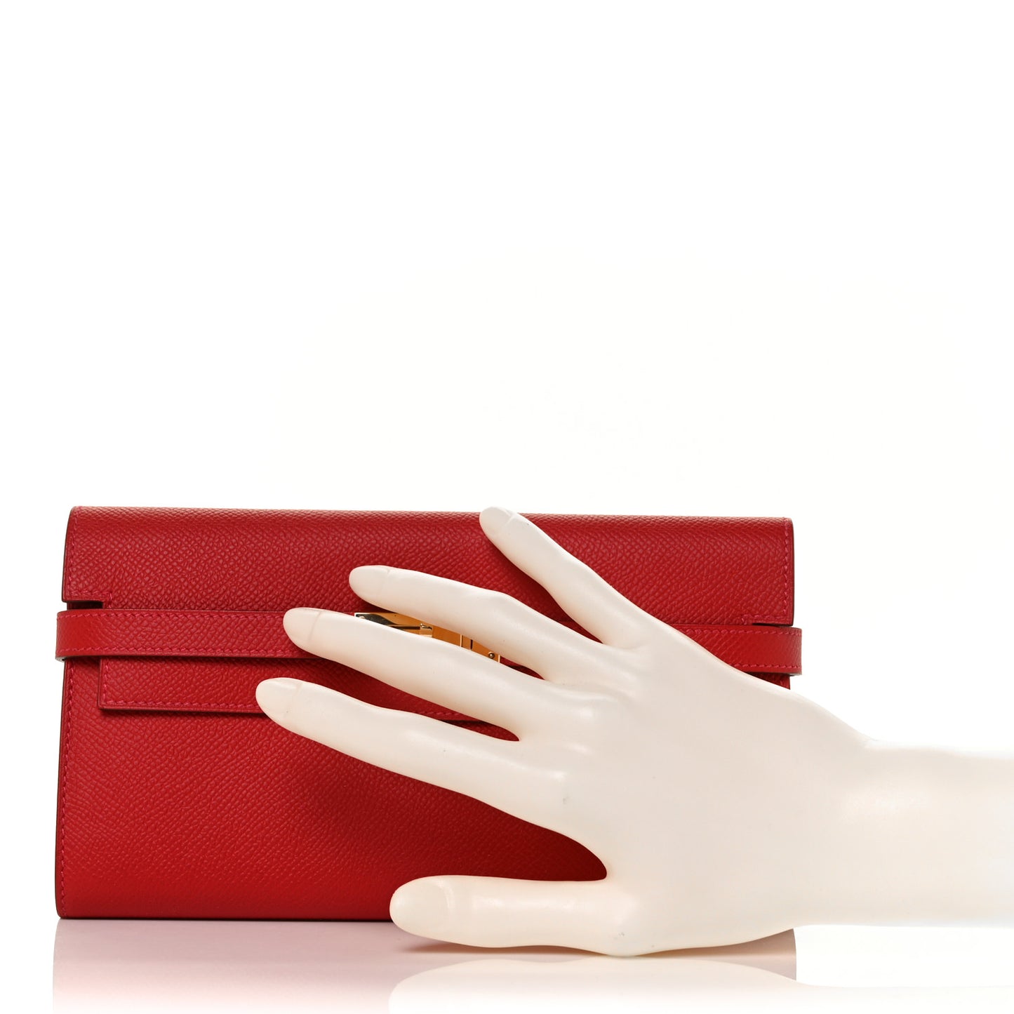 Epsom Kelly Longue Wallet Rouge Casaque