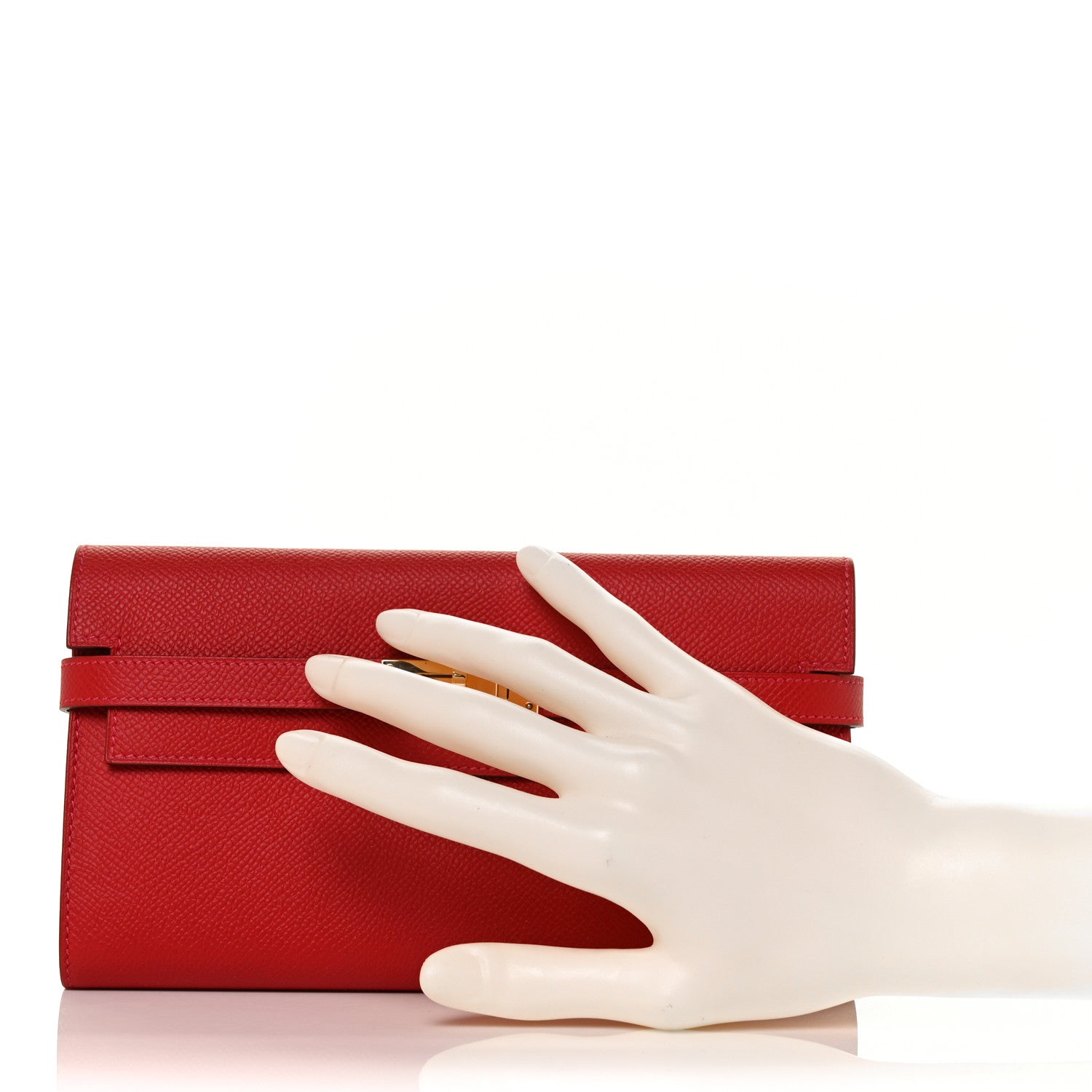 Hermes Epsom Kelly Longue Wallet Rouge Casaque 2 of 8