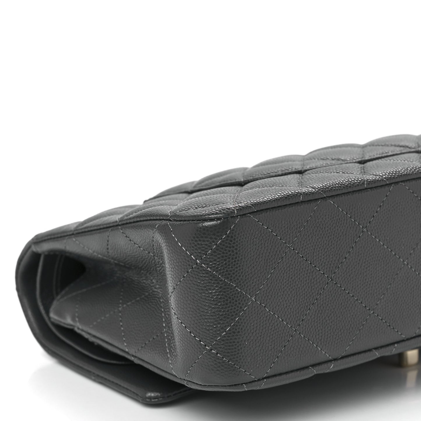 Caviar Quilted Medium Double Flap Dark Grey