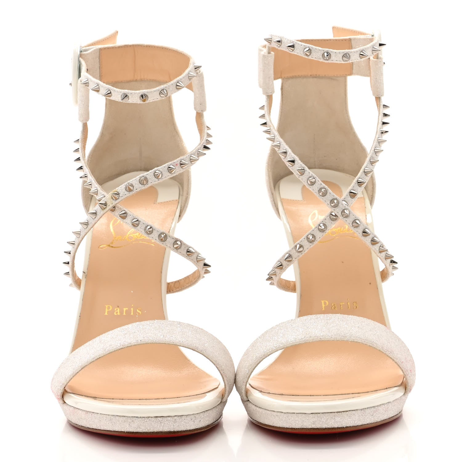 Christian Louboutin Patent Glitter Choca Lux Sandals 39.5 White 2 of 12