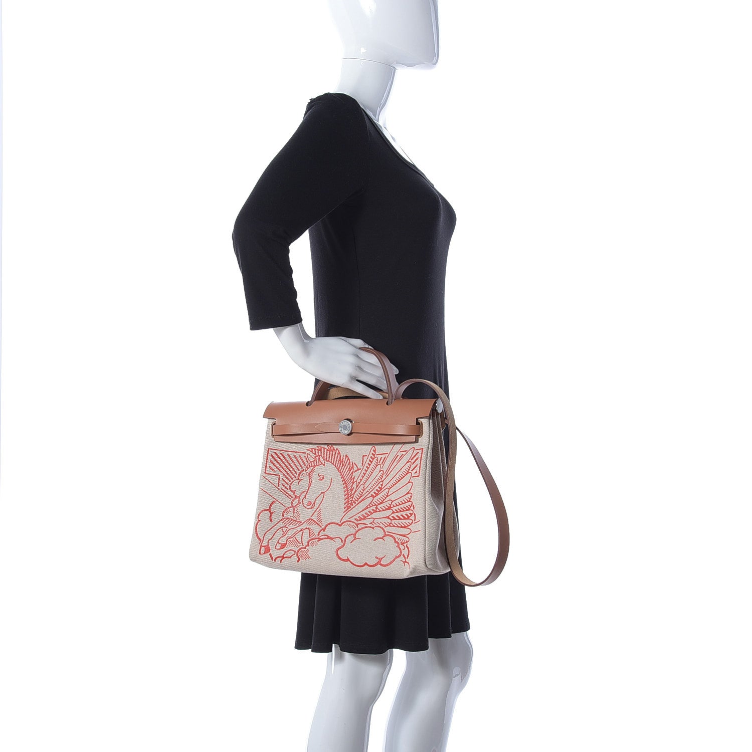 Hermes Vache Hunter Toile Pegase Pop Herbag Zip Retourne 31 PM Capucine Ecru 3 of 13