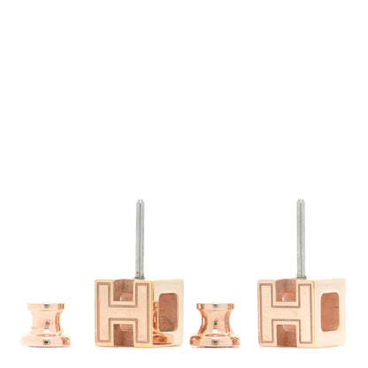 Hermes Rose Gold Lacquered Cage d'H Earrings White 3 of 6