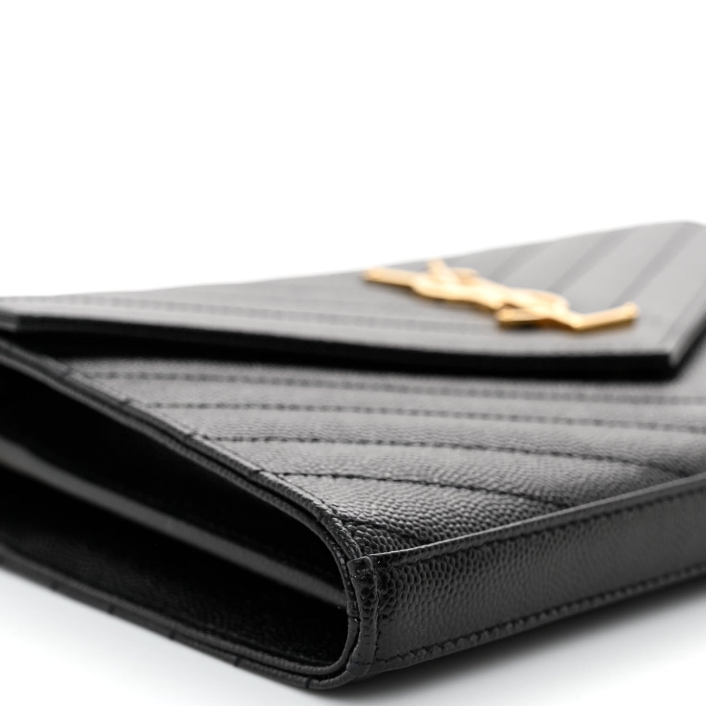 Grain De Poudre Matelasse Chevron Monogram Chain Wallet Black