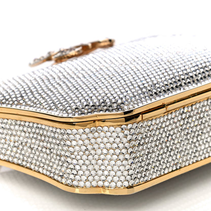 Judith Leiber Swarovski Crystal Butterfly Minaudiere Clutch Silver Gold 10 of 12