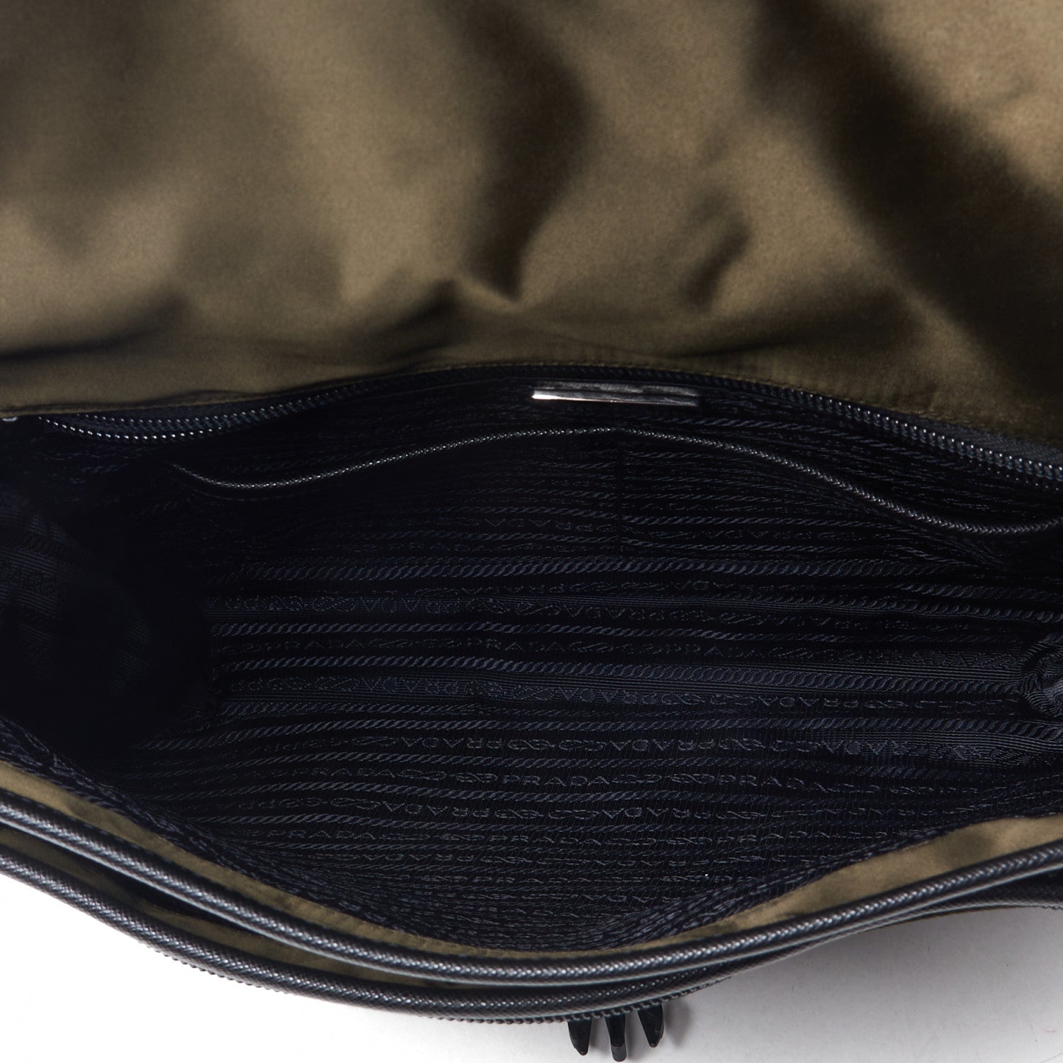 Prada Tessuto Nylon Saffiano Logo Messenger Bag Mimetico 6 of 8