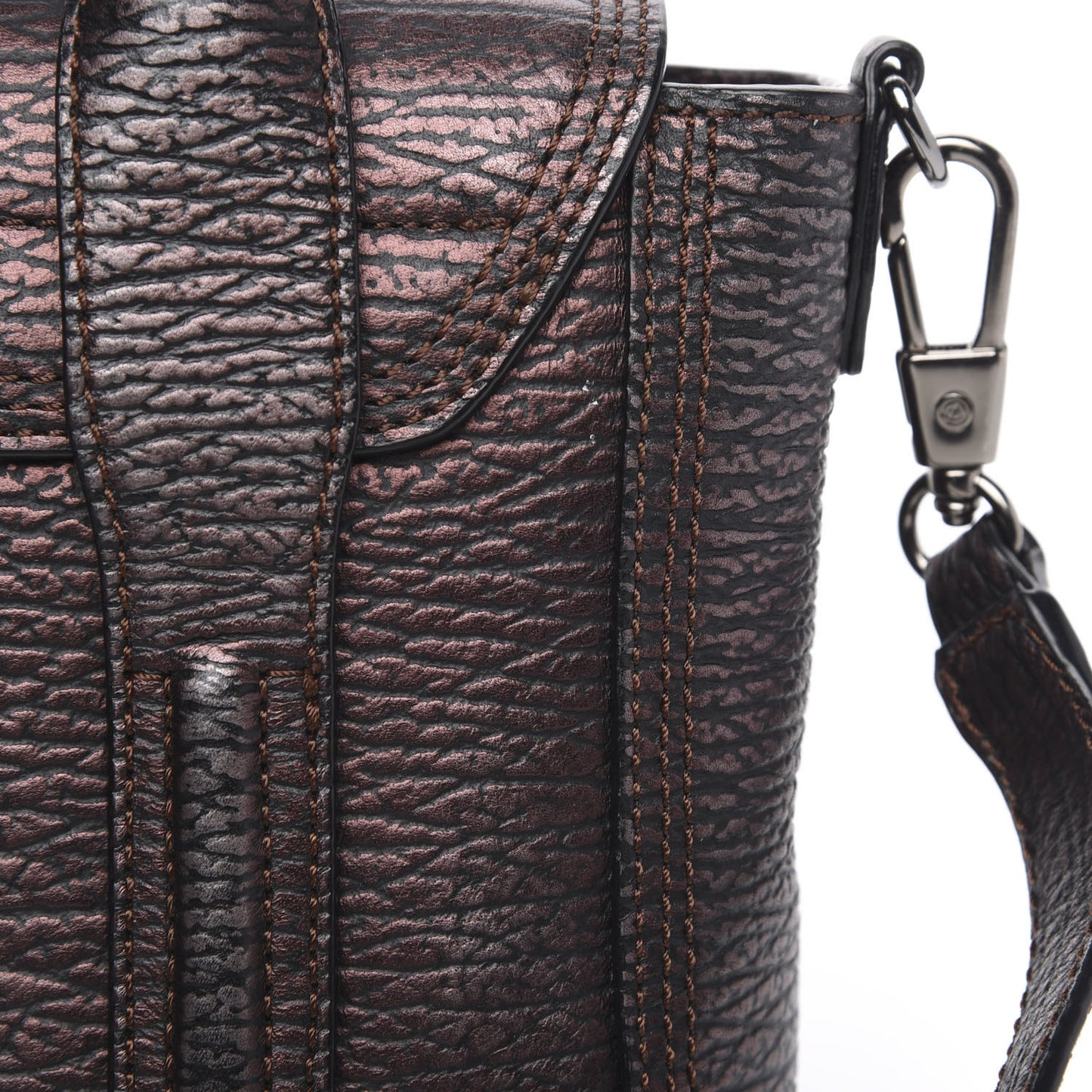 3.1 Metallic Textured Calfskin Mini Pashli Satchel Burgundy