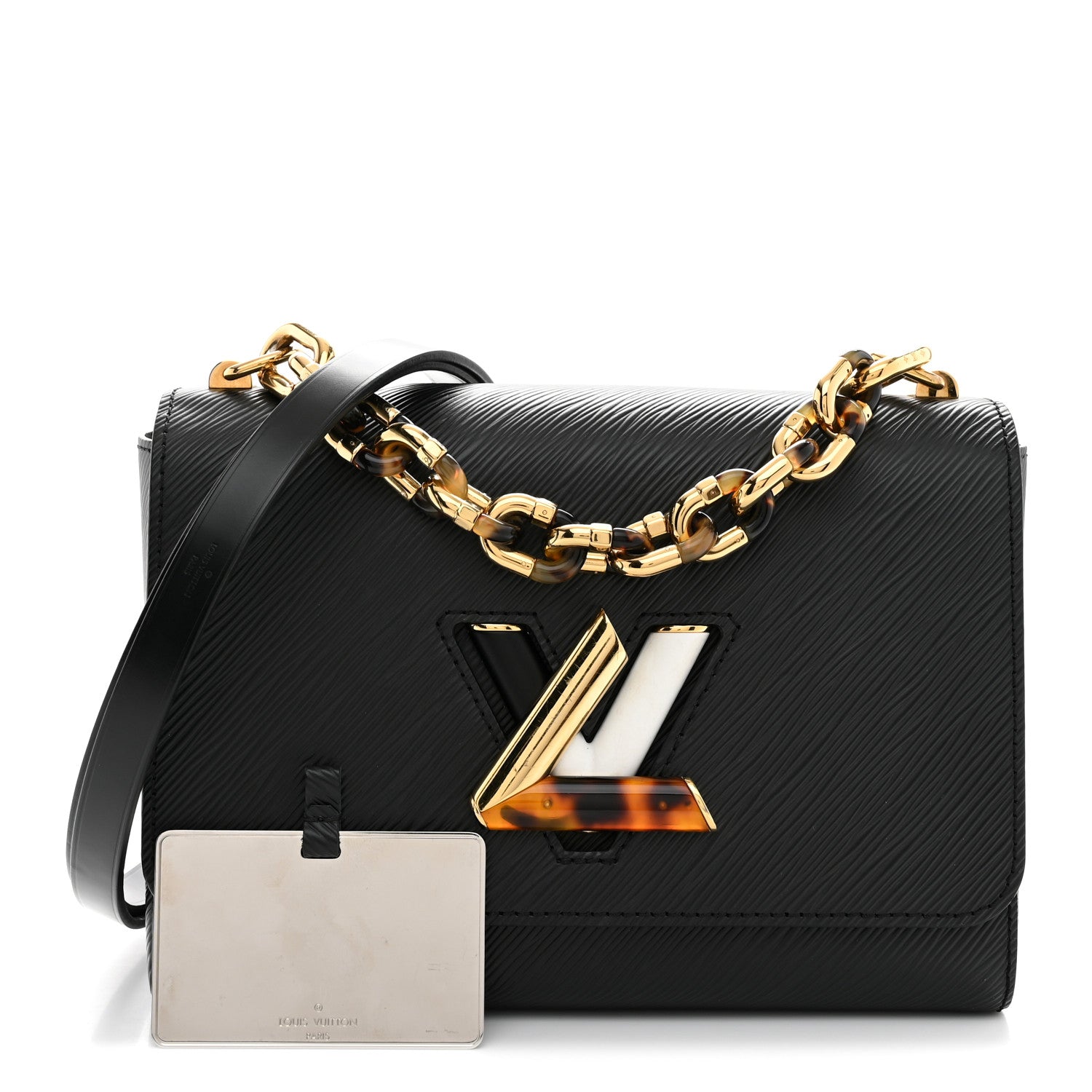 Louis Vuitton Epi Tortoiseshell Twist Shoulder Bag MM Black 3 of 12