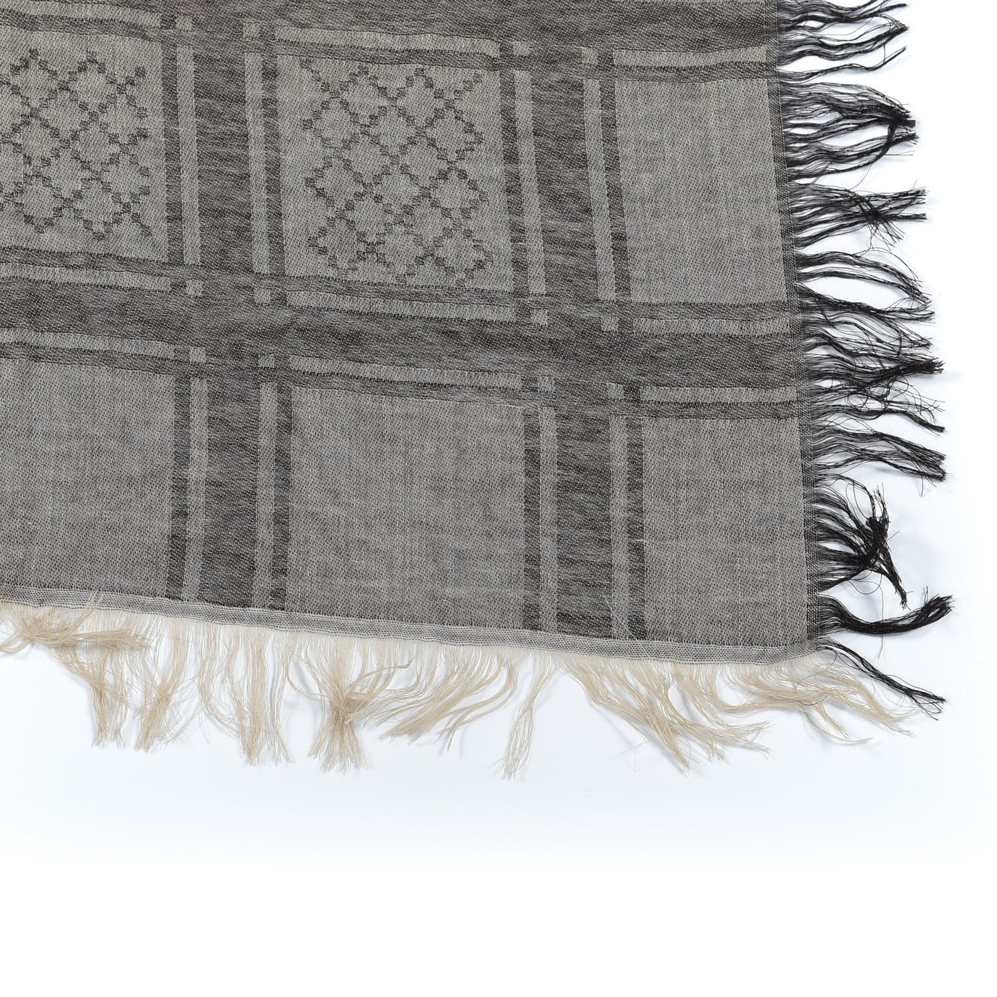 Wool Silk GG Monogram Diamante Plaid Surviee Shawl Beige Dark Brown