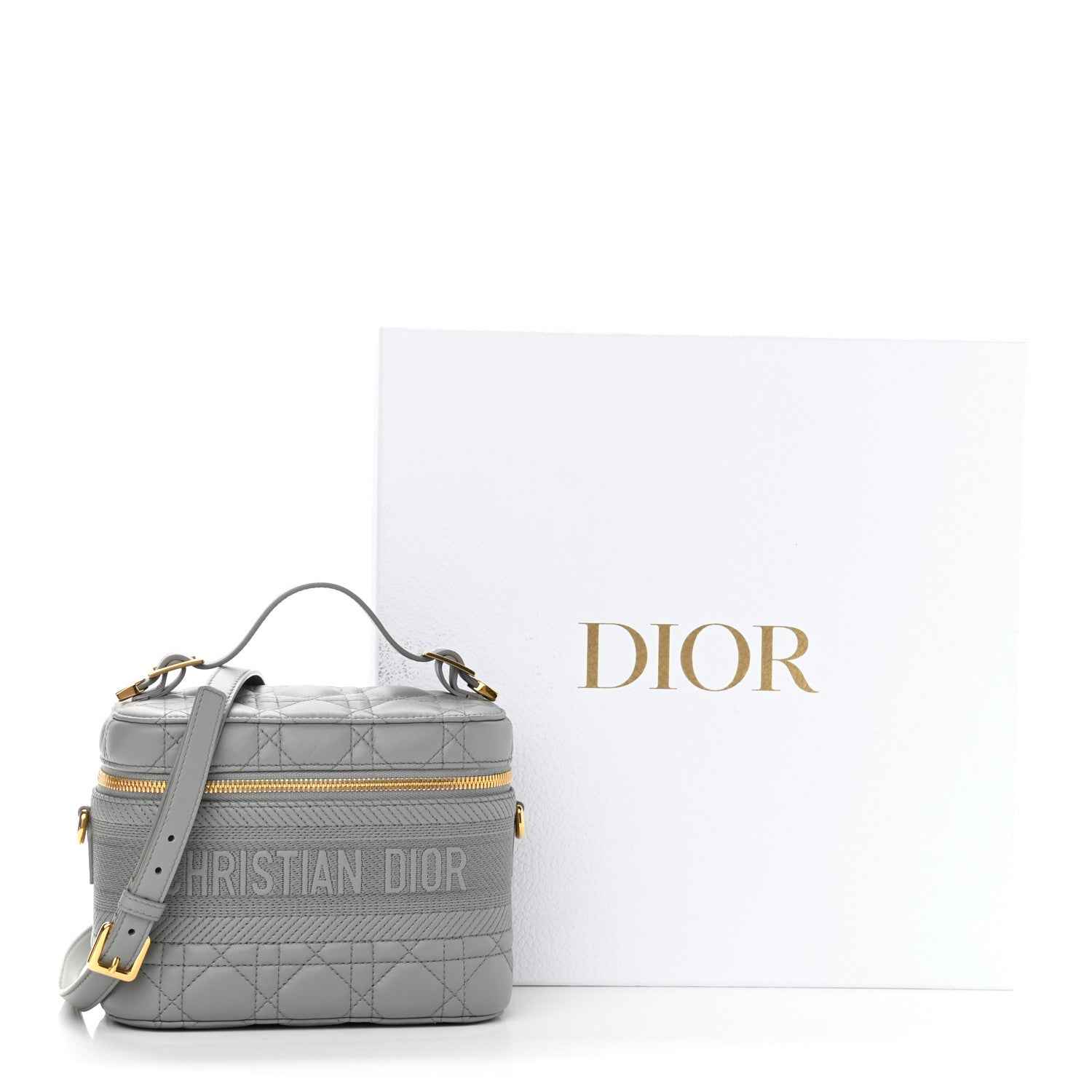 Christian Dior Lambskin Cannage Small Diortravel Vanity Case Grey 13 of 13