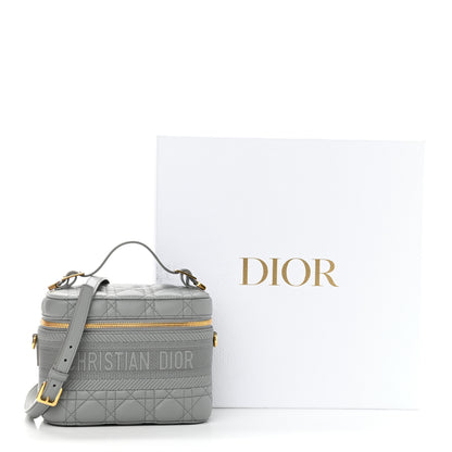 Christian Dior Lambskin Cannage Small Diortravel Vanity Case Grey 13 of 13