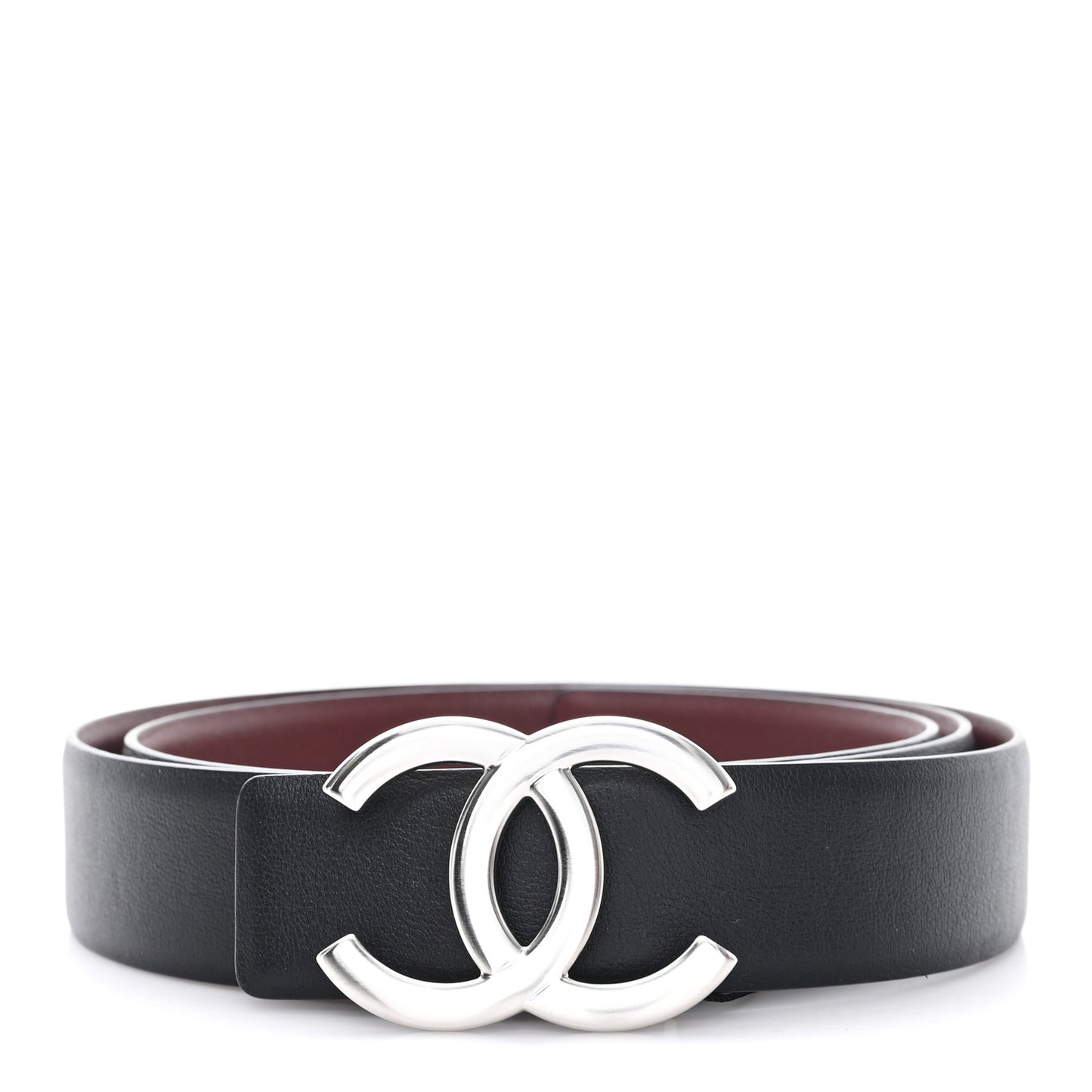 Calfskin CC Reversible Belt 95 38 Black Burgundy