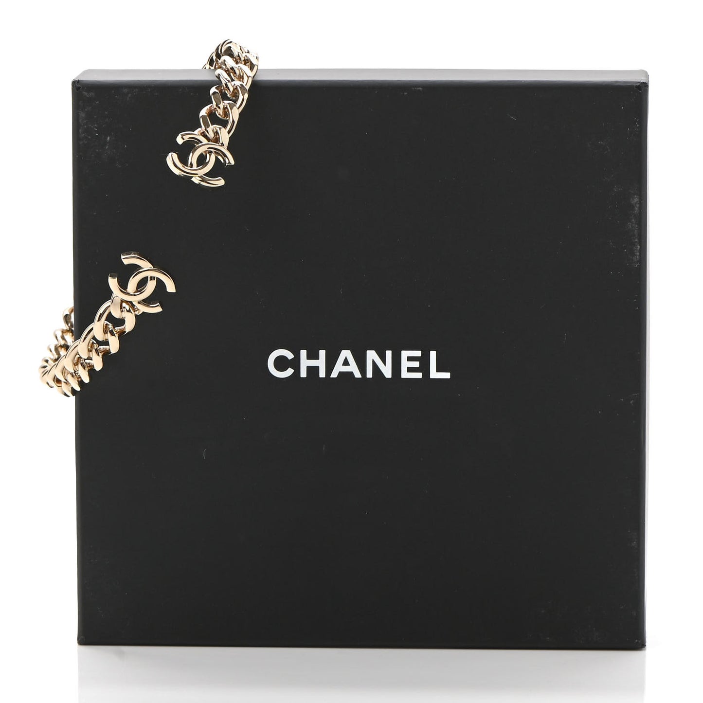 Metal CC Chain Link Choker Necklace L Gold