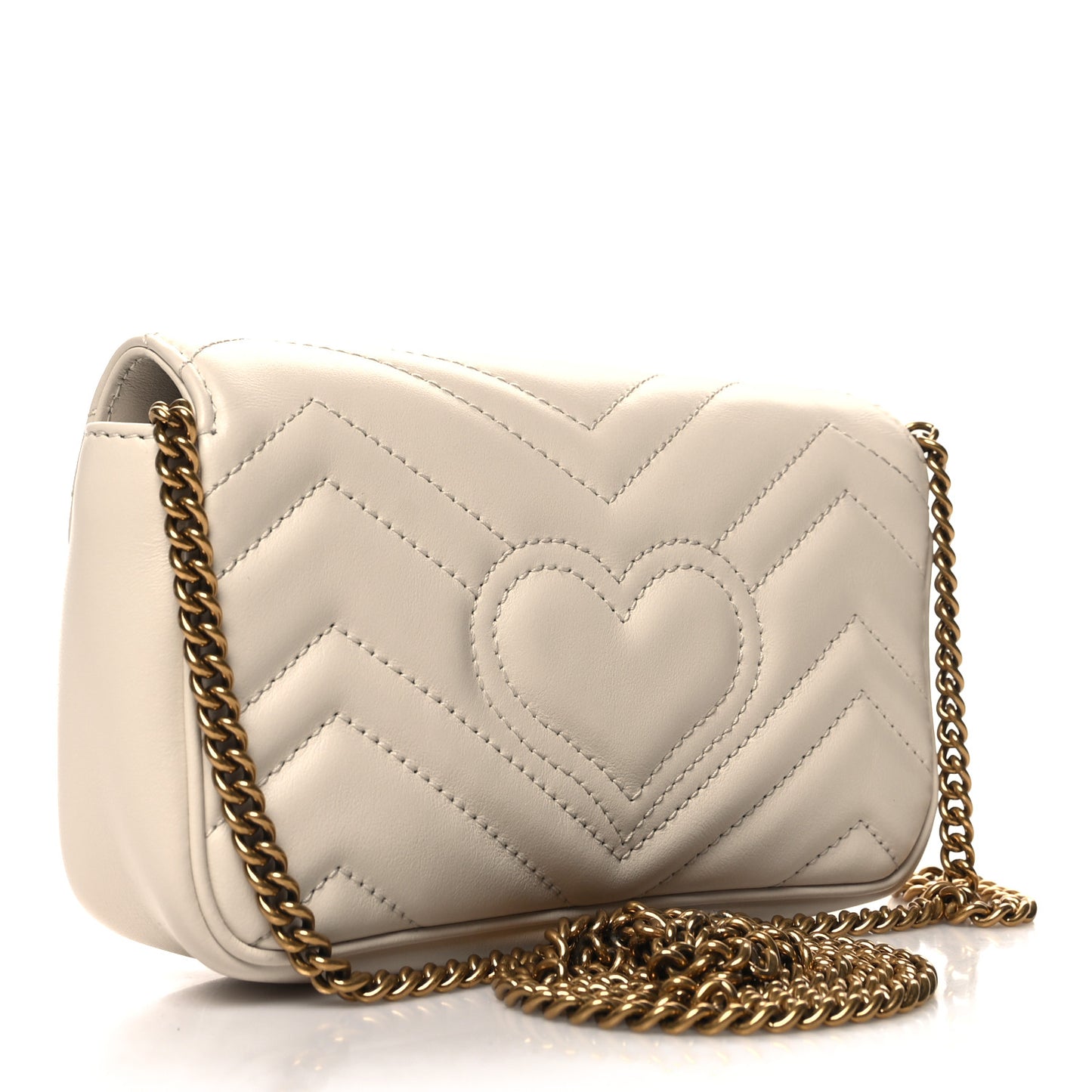 Calfskin Matelasse Super Mini GG Marmont Shoulder Bag White