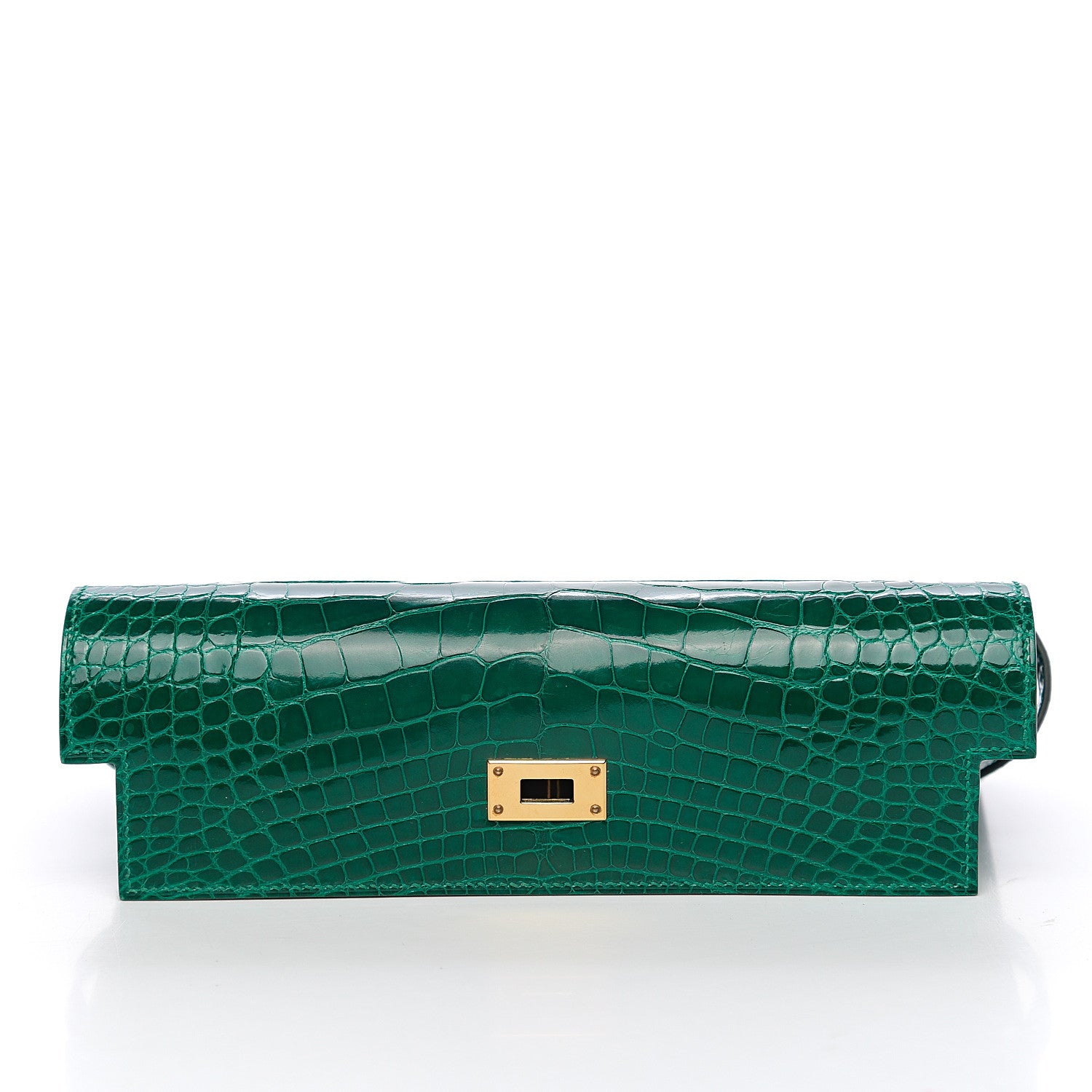 Hermes Shiny Alligator Kelly Longue Wallet Vert Emeraude 9 of 22