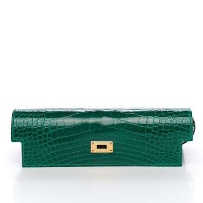 Hermes Shiny Alligator Kelly Longue Wallet Vert Emeraude 9 of 22