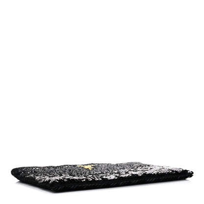 Prada Sequin Pochette Clutch Black 4 of 10