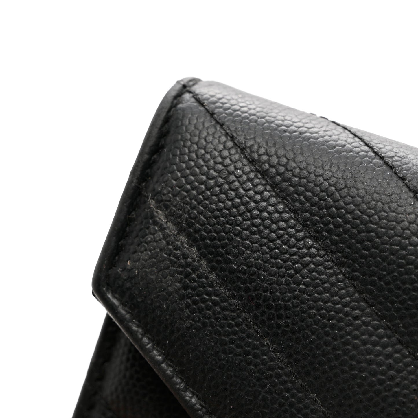 Grain De Poudre Matelasse Chevron Small Monogram Envelope Wallet Black