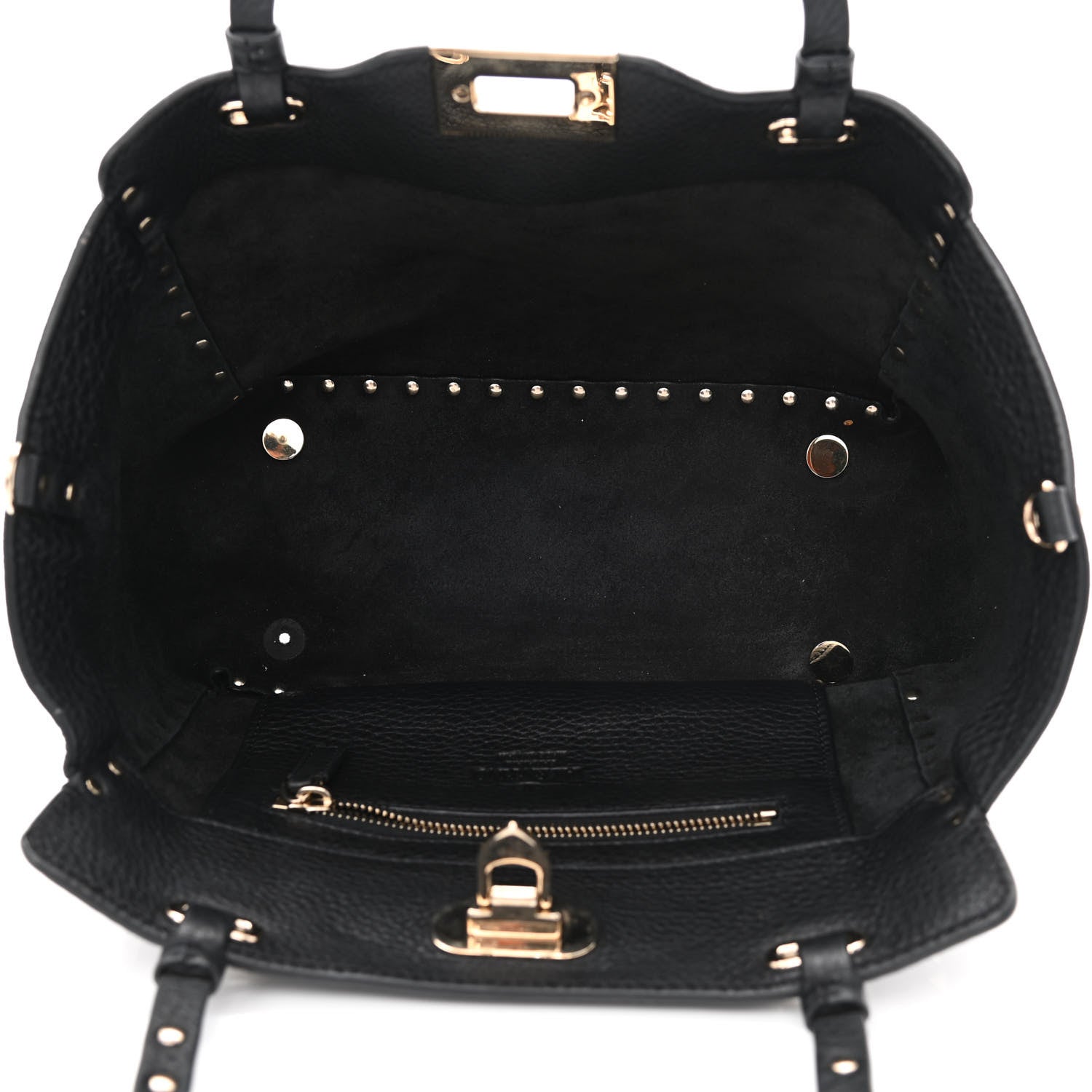 Valentino Garavani Grained Calfskin Small Rockstud Tote Black 5 of 10