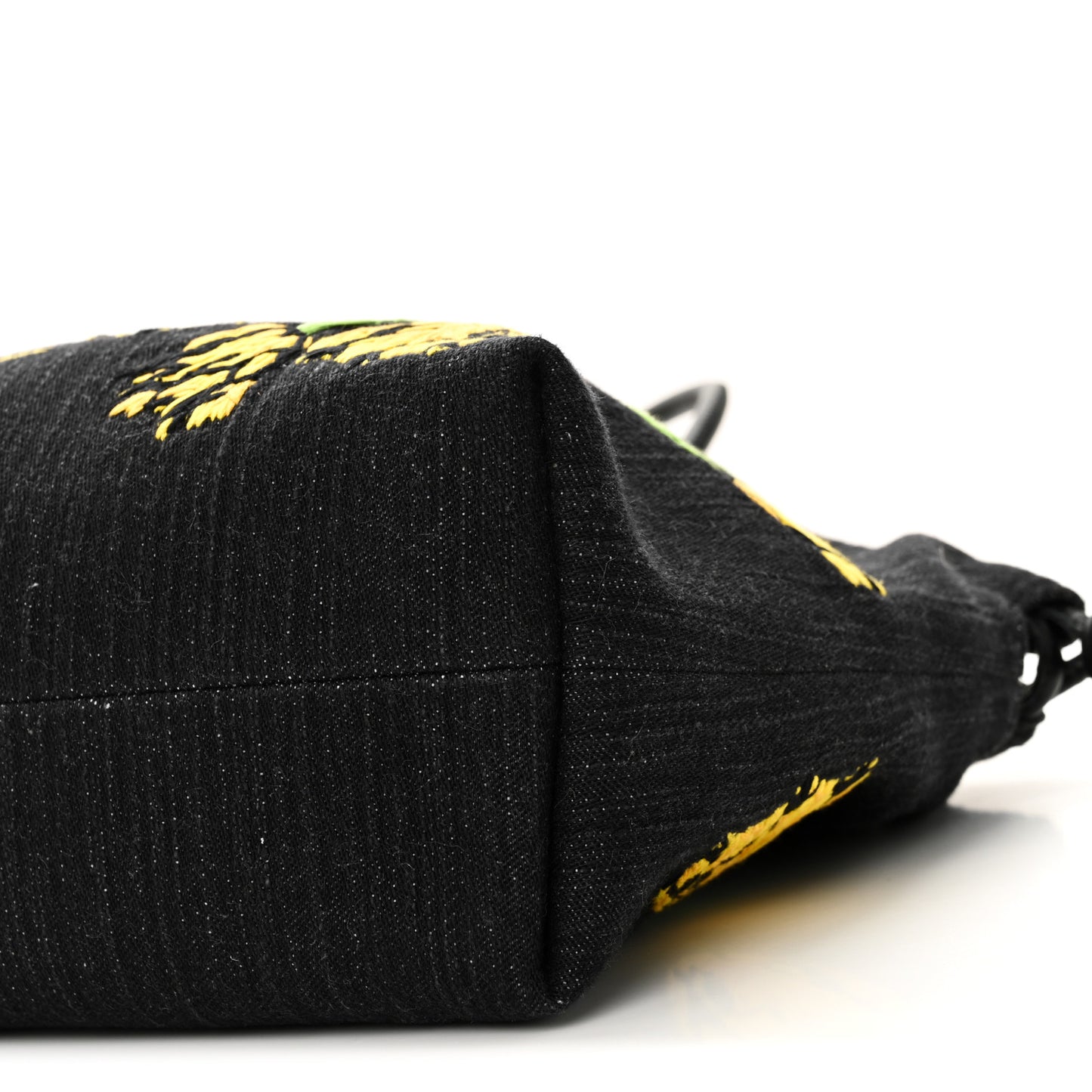 Denim Calfskin Tulip Paulas Ibiza Medium Donut Chain Flamenco Knot Clutch Black Multicolor