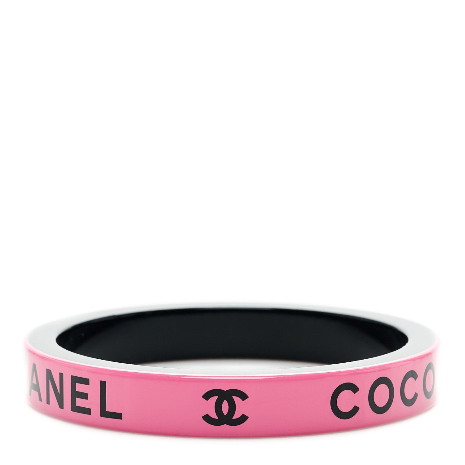 Chanel Resin Logo Bangle Bracelet Pink Black 1102824 – FASHIONPHILE