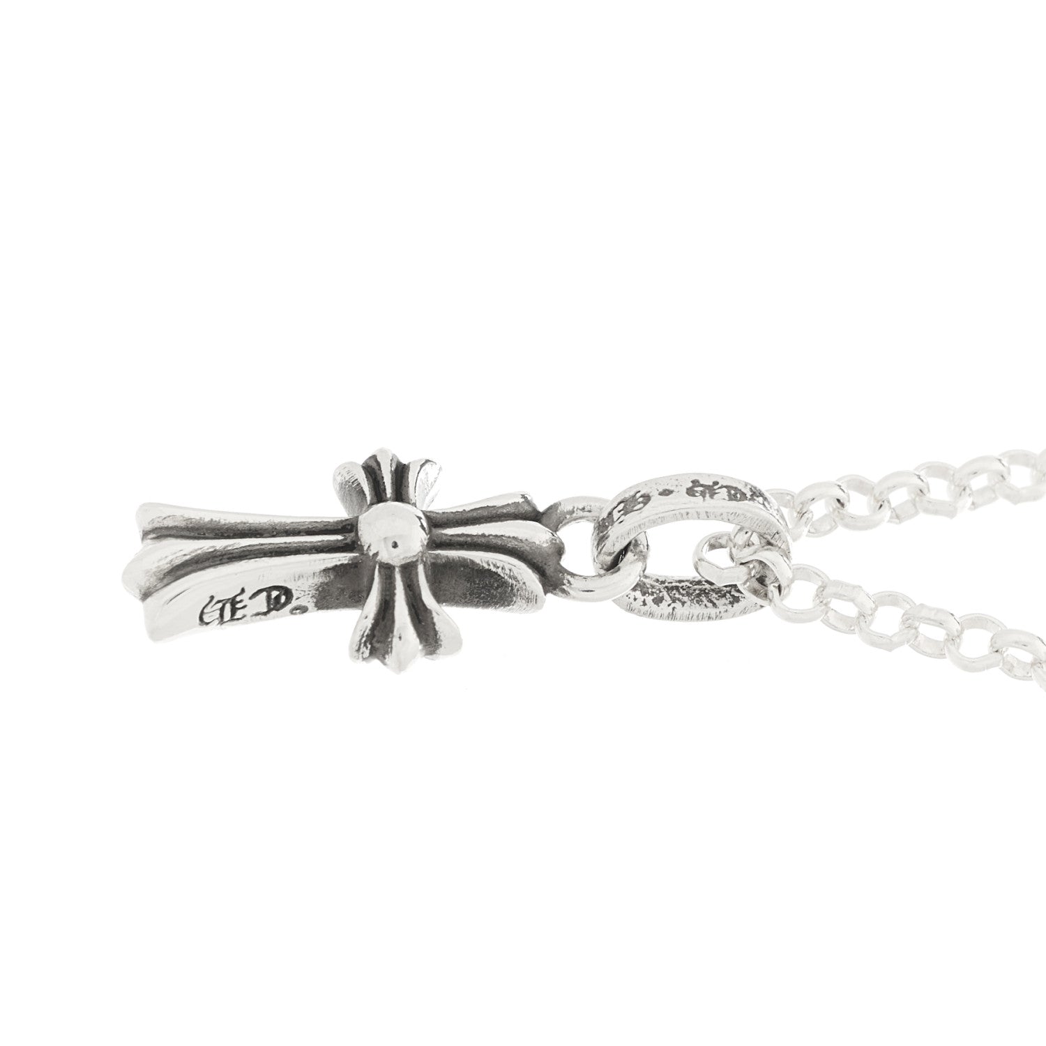 Chrome Hearts Sterling Silver Baby Fat Cross Pendant Roll Chain Necklace 5 of 6