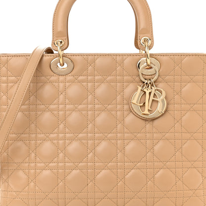 Christian Dior Lambskin Cannage Large Lady Dior Beige 8 of 13