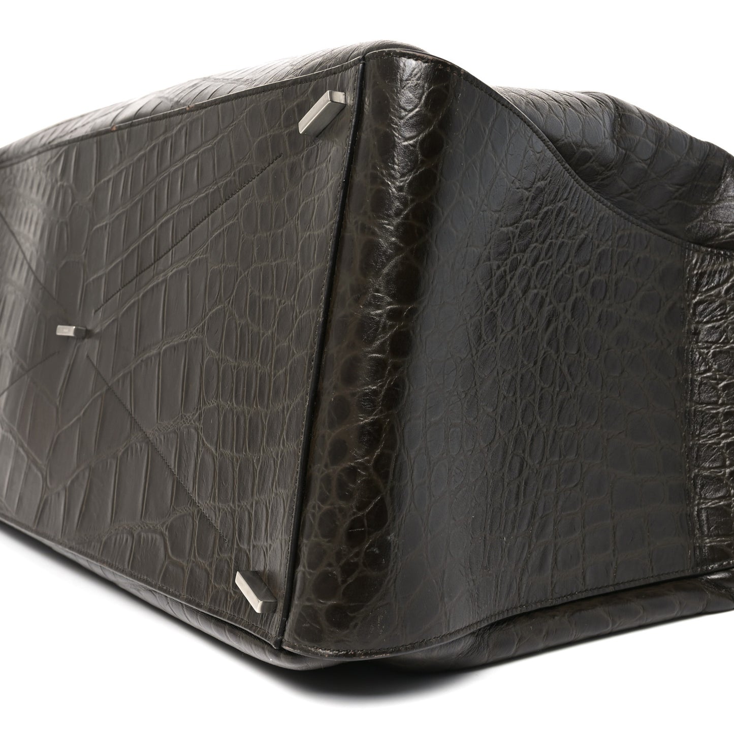 Calfskin Crocodile Embossed Large Star Tote Brown