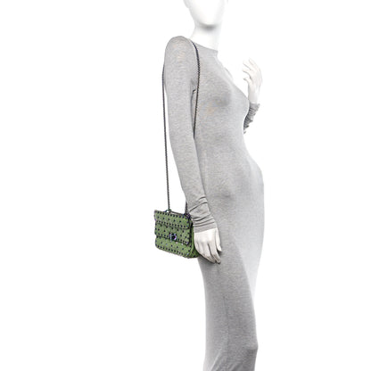 Valentino Garavani Lambskin Oil Slick Rockstud Spike Shoulder Bag Green 2 of 9
