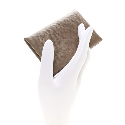 Hermes Epsom Horseshoe Calvi Card Case Etoupe Mauve Pale 2 of 8