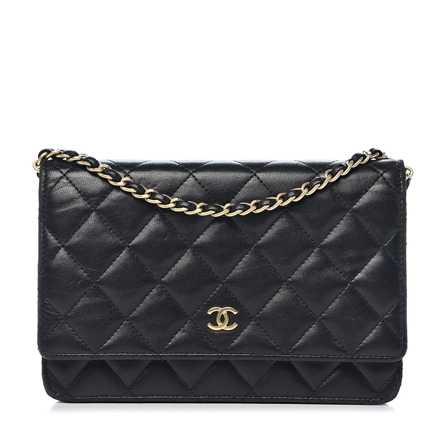 Lambskin Quilted Wallet On Chain WOC Black