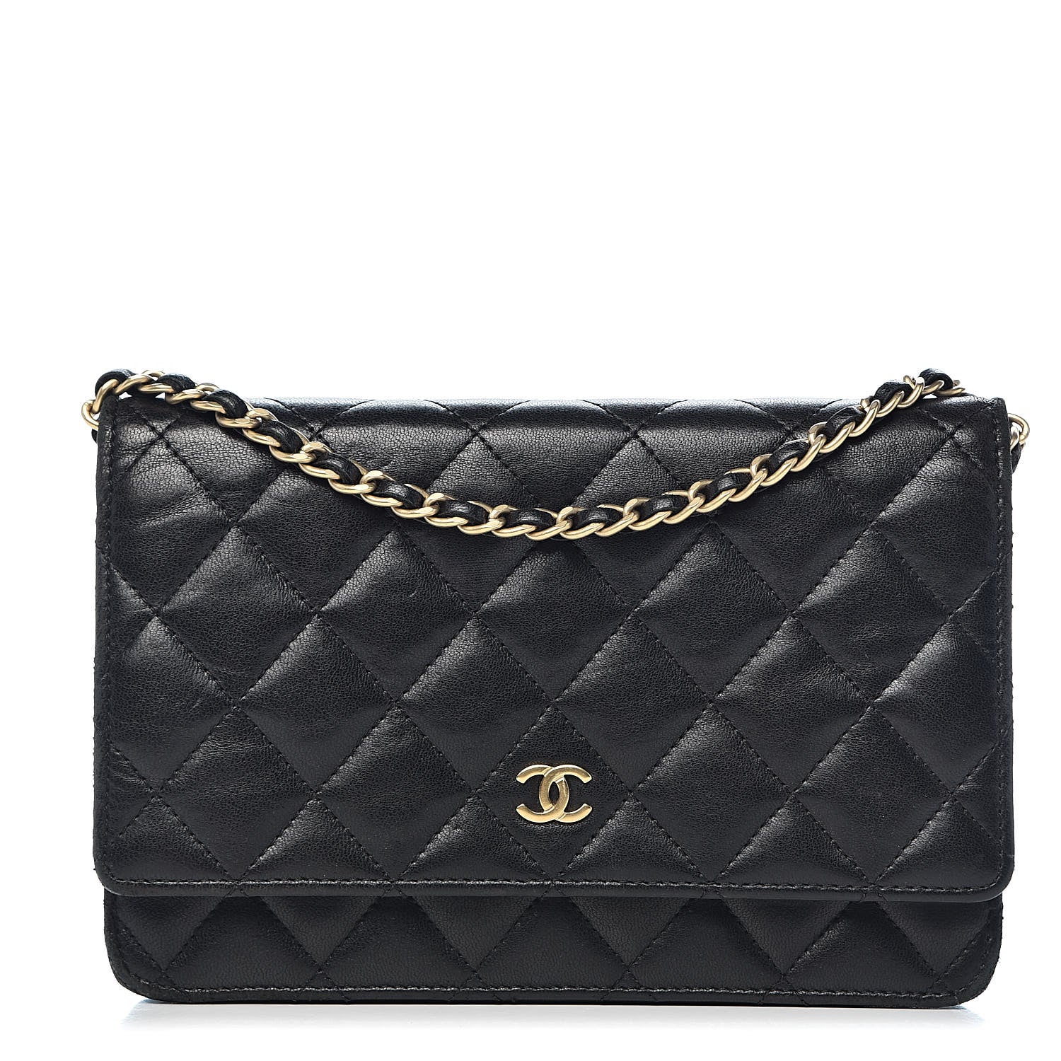 Chanel Lambskin Quilted Wallet On Chain WOC Black 1 of 17
