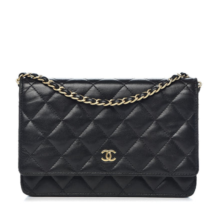 Chanel Lambskin Quilted Wallet On Chain WOC Black 1 of 17