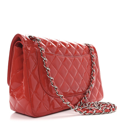 Chanel Patent Calfskin Quilted Jumbo Double Flap Red 3 of 10