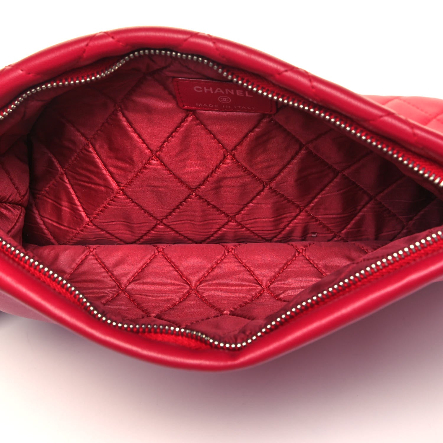 Chanel Lambskin Quilted CC Beauty Clutch Red 5 of 7