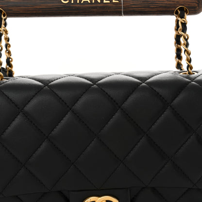 Chanel Lambskin Quilted Small Wenge Wood Flap Black Black 8 of 11