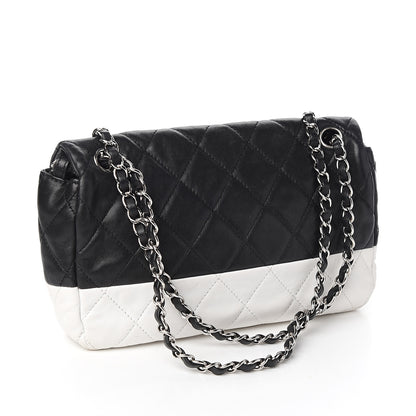 Chanel Lambskin Quilted Medium Flap Black White 2 of 10