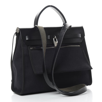 Hermes Military Toile Vache Hunter Herbag Zip PM 31 Black 4 of 11