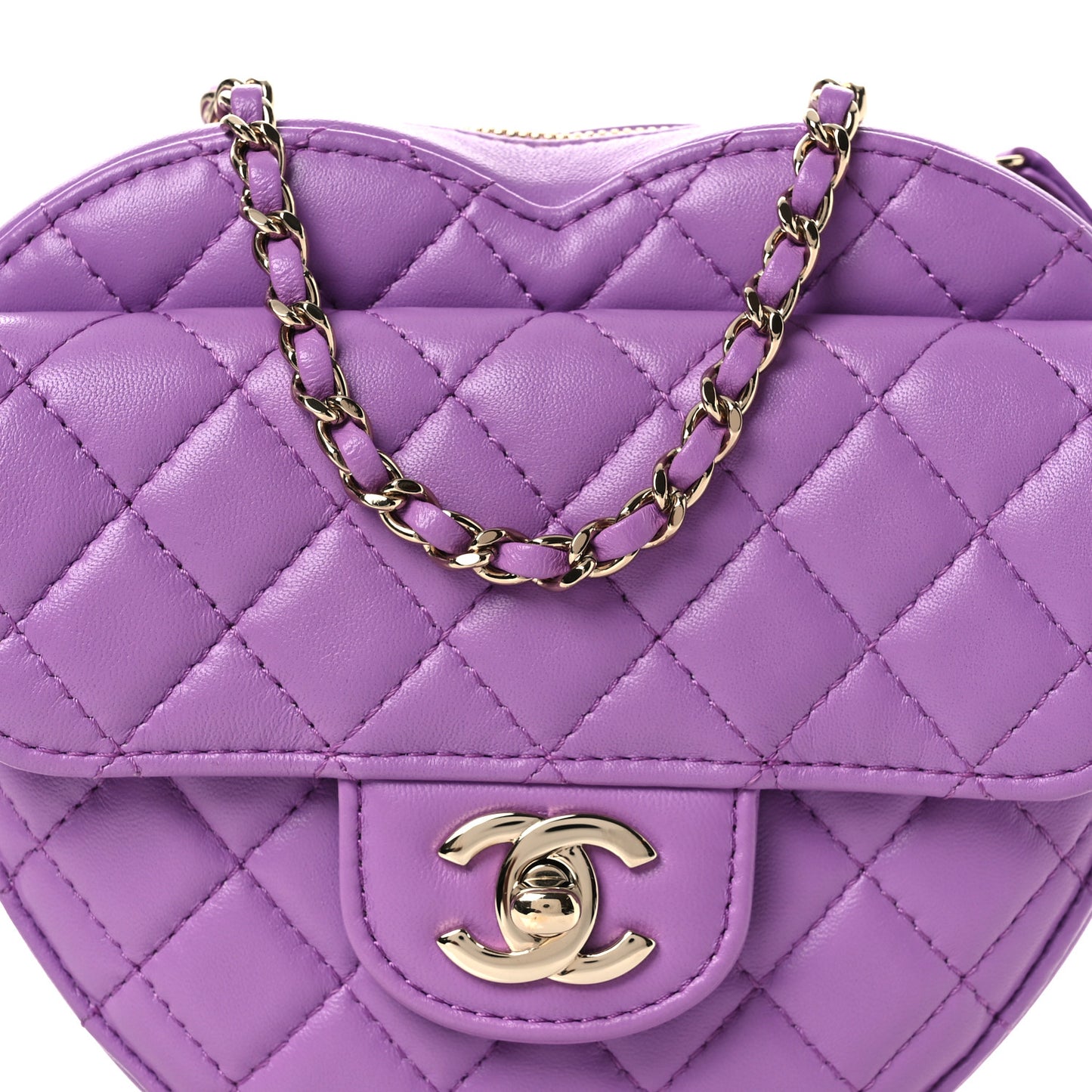 Lambskin Quilted CC In Love Heart Bag Purple